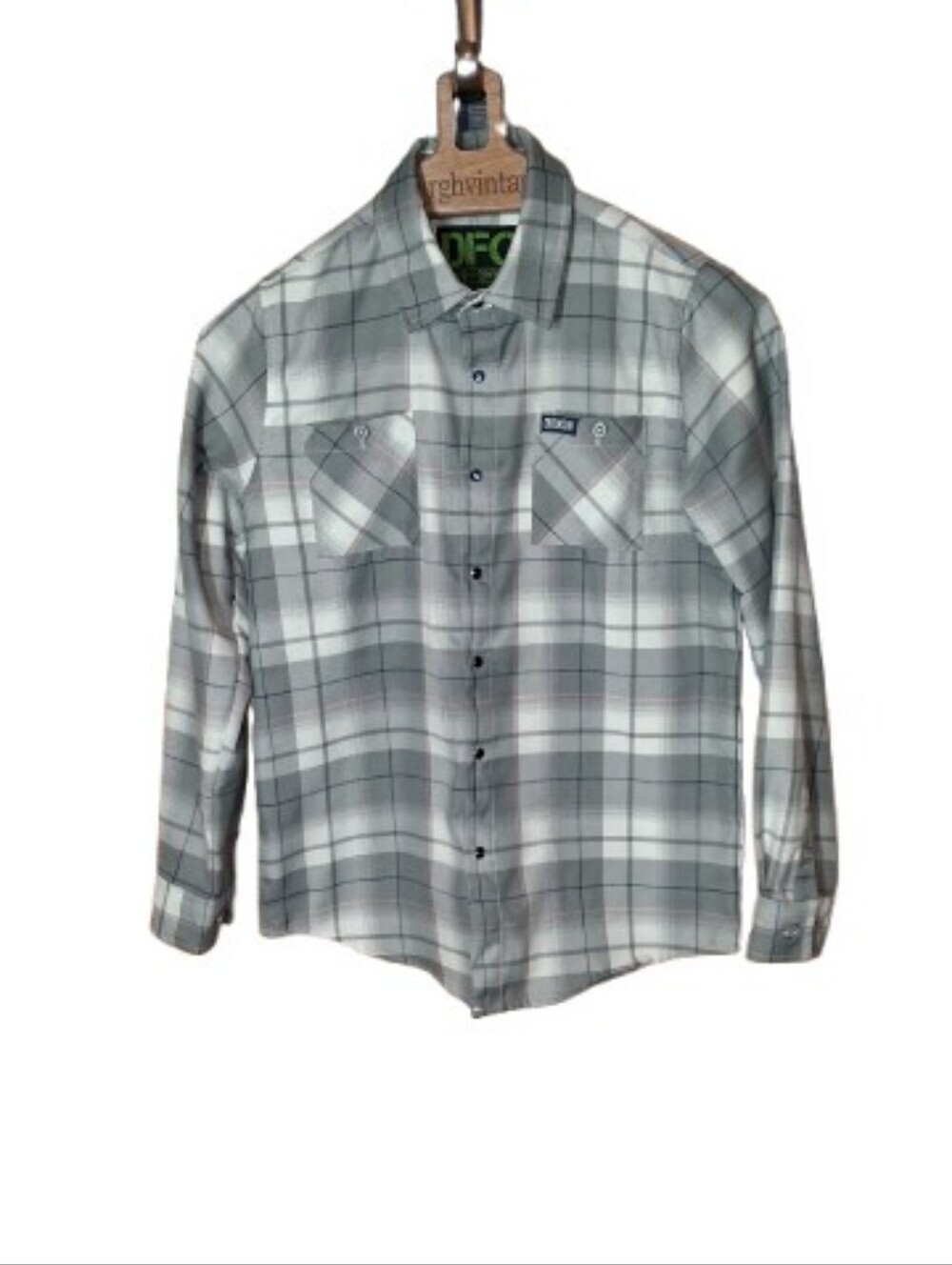 Dixxon Daybreak Flannel Youth Large Gray/White/Pink Plaid